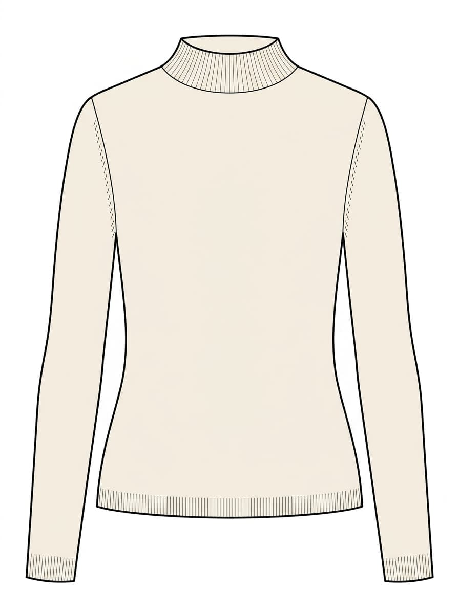 Ivory funnel-neck knit sketch