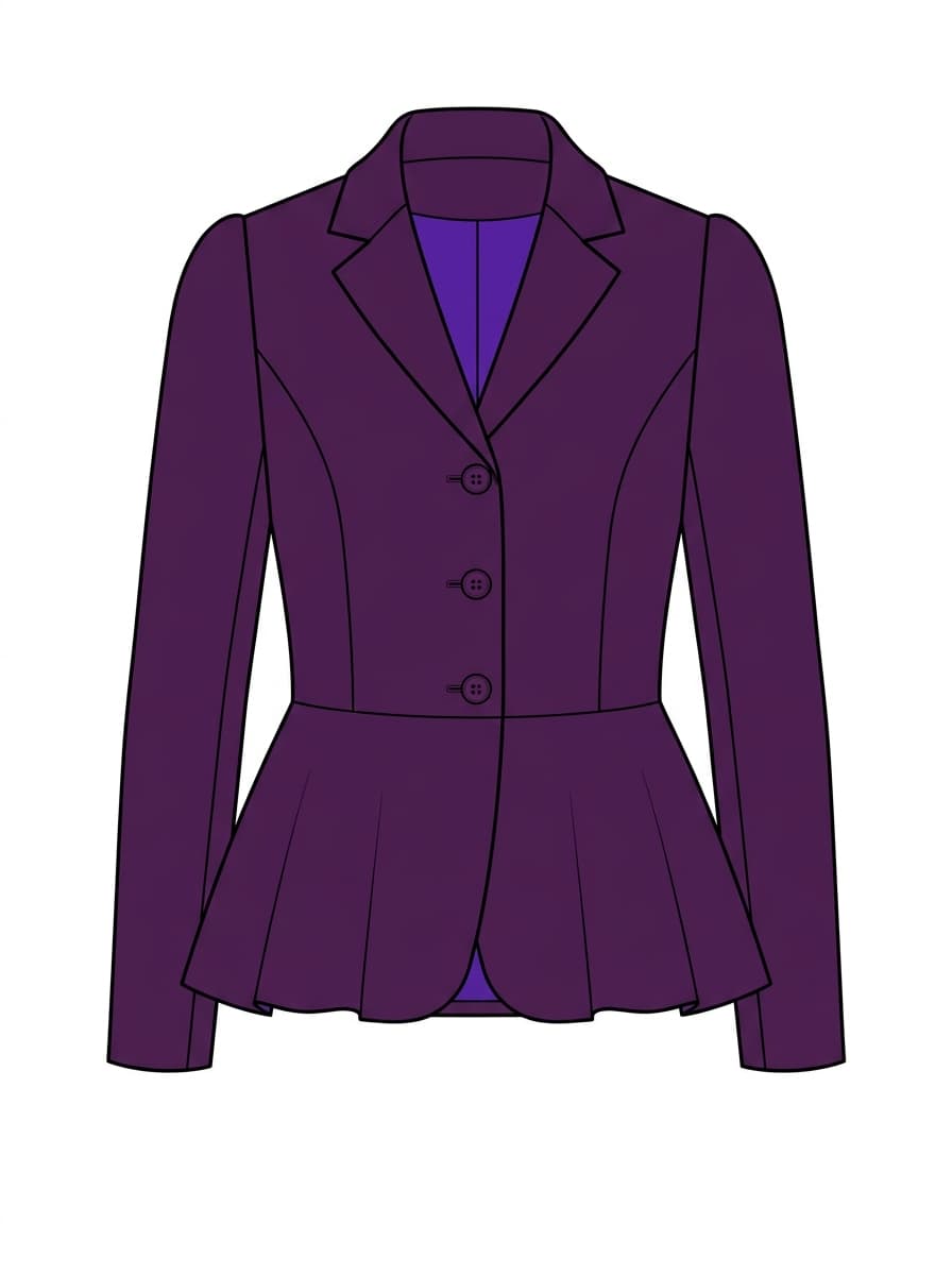 Plum wool peplum jacket sketch